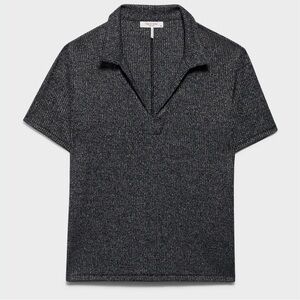 NWOT Rag and Bone Women’s The Knit Rib Heather Gray Polo Shirt Medium Softest